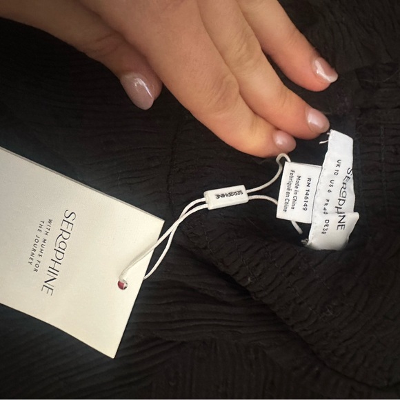 NWT Seraphine Black Pleated Bishop Sleeve Dress - Picture 11 of 11